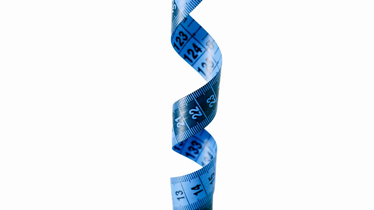 Blue measuring tape arranged for a consistent health measurement